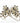 OMID Golden Three Metral Flower Dangle Earrings