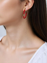 OMID Handmade Red Beaded Hoop Earrings for Women and Girls, Lightweight Tribal Boho Jewellery For Women and Girls