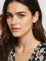 OMID Handmade Pink Beaded Hoop Earrings for Women and Girls, Lightweight Tribal Boho Jewellery For Women and Girls