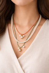 Indian Tricolour Layered Pearl Necklace for Women & Girls
