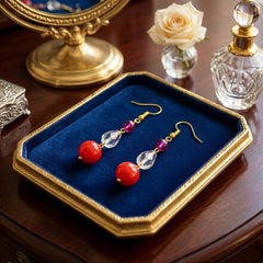 Red Crystal Tassel Earrings, (SURI 2362)