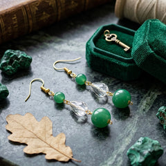 Green Crystal Tassel Earrings, (SURI 2363)