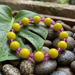 Yellow Lime Beaded Stretch Bracelet, (SURI 2366)
