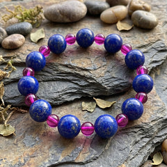 Blue & Purple Beaded Stretch Bracelet, (SURI 2368)