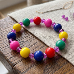 Rainbow Beaded Stretch Bracelet, (SURI 2370)