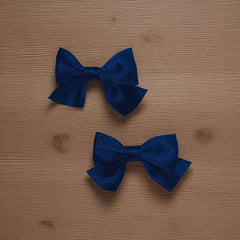 OMID, Kids Navy Blue Bow Hair Clips – Set of 2, Premium Alligator Clips, Soft Fabric, Perfect for Girls, Toddlers, and Children