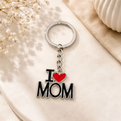 I Love Mom Red Heart Enamel Metal Keychain for Women